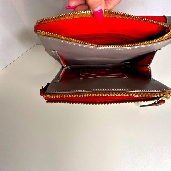 Dooney & Bourke Taupe Leather Crossbody - Picture 1 of 15